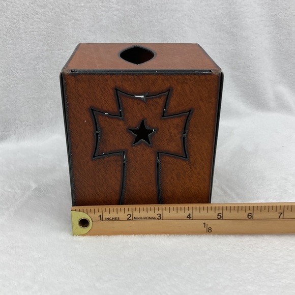 Rustic Cross Tissue Box Cover Heavy Metal 5.5” - Picture 11 of 11
